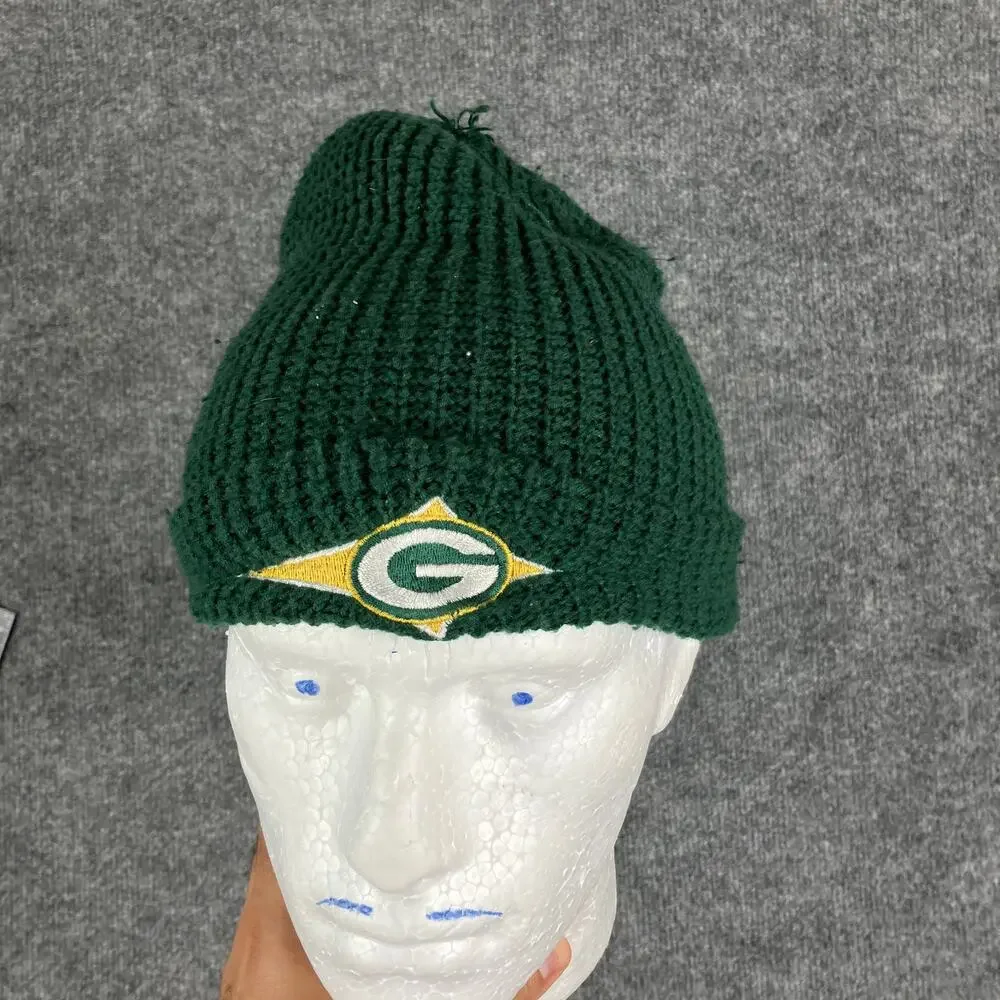 NFL Green Bay Packers Beanie OSFM‎ Green Knit Winter Hat Retro Team Logo